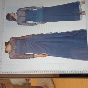 Alex Evenings Long Beaded 3/4 Sleeves and Neckline